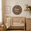 Personalized Wooden Name Sign For Nursery, Custom Name Wall Decor, Lavender Botanical Wood Plaque For Kid Room, Baby Shower Gifts