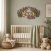 Personalized Wooden Name Sign For Nursery, Custom Name Wall Decor, Lavender Floral Wood Plaque For Girls Room, Baby Shower Gifts - View 1