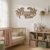 Personalized Wooden Name Sign For Nursery, Custom Name Wall Decor, Lily Of The Valley Wood Plaque For Girls Room, Baby Shower Gifts - View 1