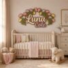 Personalized Wooden Name Sign For Nursery, Custom Name Wall Decor, Pastel Carnation Wooden Wall Sign For Kid Room, Baby Shower Gifts - View 1