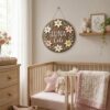 Personalized Wooden Name Sign For Nursery, Custom Name Wall Decor, Pastel Lily Wood Plaque For Kid Room, Baby Shower Gifts