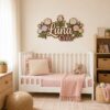 Personalized Wooden Name Sign For Nursery, Custom Name Wall Decor, Pastel Rose Wooden Wall Sign For Girl Room, Baby Shower Gifts - View 1