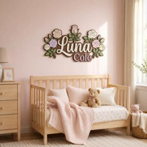 Personalized Wooden Name Sign For Nursery, Custom Name Wall Decor, Pastel Rose Wooden Wall Sign For Girl Room, Baby Shower Gifts