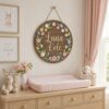 Personalized Wooden Name Sign For Nursery, Custom Name Wall Decor, Pastel Tulip Floral Wood Plaque For Girls Room, Baby Shower Gifts - View 1