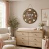 Personalized Wooden Name Sign For Nursery, Custom Name Wall Decor, Peach Blossom Wood Plaque For Girl Room, Baby Shower Gifts - View 1