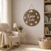 Personalized Wooden Name Sign For Nursery, Custom Name Wall Decor, Peach Blossom Wood Plaque For Girl Room, Baby Shower Gifts - View 2