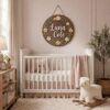 Personalized Wooden Name Sign For Nursery, Custom Name Wall Decor, Peach Blossom Wood Plaque For Girl Room, Baby Shower Gifts