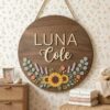 Personalized Wooden Name Sign For Nursery, Custom Name Wall Decor, Sunflower Bouquet Wood Plaque For Kid Room, Baby Shower Gifts - View 3