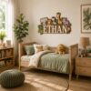 Personalized Wooden Name Sign For Nursery, Custom Safari Animal Wooden Wall Sign For Kids Room, Baby Shower Gifts - View 1