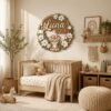 Personalized Wooden Name Sign For Nursery, Custom Tiger Wooden Wall Sign With Magnolia Wreath, Wood Sign Girl Room, Baby Shower Gifts - View 2