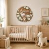 Personalized Wooden Name Sign For Nursery, Custom Tiger Wooden Wall Sign With Magnolia Wreath, Wood Sign Girl Room, Baby Shower Gifts