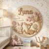 Personalized Wooden Name Sign For Nursery, Custom Woodland Animal Wood Plaque With Bunny Deer Owl, Wood Sign Kid Room, Baby Shower Gifts - View 3