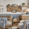 Personalized Wooden Name Sign For Nursery, Custom Woodland Animal Wooden Wall Sign With Bear Fox Squirrel, Wood Sign Kid Room, Baby Shower Gifts - View 2