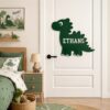 Personalized Wooden Name Sign For Nursery, Dinosaur Door Sign Custom Kids Room Wall Decor Kids Plaque Gift Design, Newborn Keepsake, Baby Shower Gifts - Style 1
