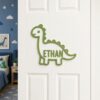 Personalized Wooden Name Sign For Nursery, Dinosaur Door Sign Custom Kids Room Wall Decor Kids Plaque Gift Design, Newborn Keepsake, Baby Shower Gifts - Style 5