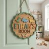 Personalized Wooden Name Sign For Nursery, Dinosaur Kids Room Door Sign Custom Bedroom Wall Decor Plaque Gifts, Newborn Keepsake, Baby Shower Gifts - Style 11
