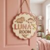 Personalized Wooden Name Sign For Nursery, Dinosaur Kids Room Door Sign Custom Bedroom Wall Decor Plaque Gifts, Newborn Keepsake, Baby Shower Gifts - Style 12