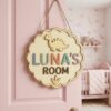 Personalized Wooden Name Sign For Nursery, Dinosaur Kids Room Door Sign Custom Bedroom Wall Decor Plaque Gifts, Newborn Keepsake, Baby Shower Gifts - Style 2