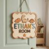 Personalized Wooden Name Sign For Nursery, Dinosaur Kids Room Door Sign Custom Bedroom Wall Decor Plaque Gifts, Newborn Keepsake, Baby Shower Gifts - Style 5