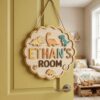Personalized Wooden Name Sign For Nursery, Dinosaur Kids Room Door Sign Custom Bedroom Wall Decor Plaque Gifts, Newborn Keepsake, Baby Shower Gifts - Style 8