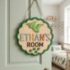 Personalized Wooden Name Sign For Nursery, Dinosaur Kids Room Door Sign Custom Bedroom Wall Decor Plaque Gifts, Newborn Keepsake, Baby Shower Gifts - Style 9