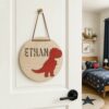 Personalized Wooden Name Sign For Nursery, Dinosaur Nursery Wall Decor Kids Room, Custom Wood Plaque Signs, Newborn Keepsake, Baby Shower Gifts - Style 2
