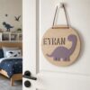 Personalized Wooden Name Sign For Nursery, Dinosaur Nursery Wall Decor Kids Room, Custom Wood Plaque Signs, Newborn Keepsake, Baby Shower Gifts - Style 4