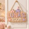 Personalized Wooden Name Sign For Nursery, Fairytale Castle Room Sign Custom Girls Bedroom Wall Decor Plaque Sign, Newborn Keepsake, Baby Shower Gifts - Style 1