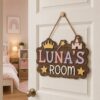 Personalized Wooden Name Sign For Nursery, Fairytale Castle Room Sign Custom Girls Bedroom Wall Decor Plaque Sign, Newborn Keepsake, Baby Shower Gifts - Style 2