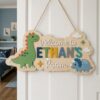 Personalized Wooden Name Sign For Nursery, Newborn Keepsake, Dinosaur Kids Room Door Sign Custom Bedroom Wall Decor Plaque, Baby Shower Gifts - Style 1