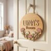 Personalized Wooden Name Sign For Nursery, Newborn Keepsake, Rustic Floral Nursery Decor, Custom Name Plaque For Kids Room Wall Art, Baby Shower Gifts - Style 1