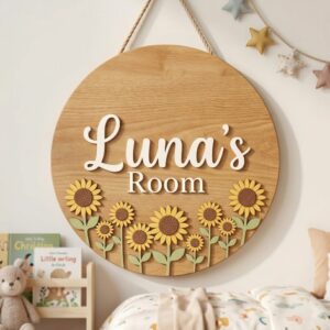 Personalized Wooden Name Sign For Nursery, Newborn Keepsake, Rustic Floral Nursery Decor, Custom Name Plaque For Kids Room Wall Art, Baby Shower Gifts - Style 2