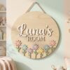 Personalized Wooden Name Sign For Nursery, Newborn Keepsake, Rustic Floral Nursery Decor, Custom Name Plaque For Kids Room Wall Art, Baby Shower Gifts - Style 3