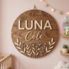 Personalized Wooden Name Sign For Nursery, Baby Shower Gifts, Newborn Keepsake, Custom Wildflower Botanical Wood Wall Decor For Baby Girl Nursery Sign