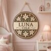 Personalized Wooden Name Sign For Nursery, Custom Cream Lily Wood Wall Decor For Kids Room, Baby Shower Gifts, Newborn Keepsake