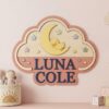 Personalized Wooden Name Sign For Nursery, Baby Shower Gifts, Newborn Keepsake, Custom Duck Moon Stars Wood Wall Decor For Kids Room, Wall Art