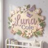 Personalized Wooden Name Sign For Nursery, Baby Shower Gifts, Newborn Keepsake, Magnolia Butterfly Nursery Wall Decor Baby Girl Room Custom Plaque