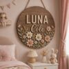 Personalized Wooden Name Sign For Nursery, Custom Daisy Wildflower Wood Wall Decor For Kids Room, Baby Shower Gifts, Newborn Keepsake
