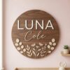 Personalized Wooden Name Sign For Nursery, Baby Shower Gifts, Newborn Keepsake, Custom Daisy Eucalyptus Wood Wall Decor For Baby Girl Room, Plaque Art