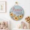 Personalized Wooden Name Sign For Nursery, Custom Sunflower Daisy Wood Wall Decor For Kids Room, Baby Shower Gifts, Newborn Keepsake