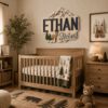 Personalized Woodland Wooden Name Sign For Nursery Custom 3D Layered Mountain And Deer Wood Name Wall Decor For Baby Boy Room Adventure Nursery - View 2