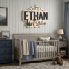 Personalized Woodland Wooden Name Sign For Nursery Custom 3D Layered Mountain And Deer Wood Name Wall Decor For Baby Boy Room Adventure Nursery - View 4