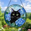 Cat Among Flowers Stained Glass Style Suncatcher, Window Decor, Home Decoration, Gift For Cat Lovers And Garden Enthusiasts - Style 4