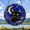 Cat Among Flowers Stained Glass Style Suncatcher, Window Decor, Home Decoration, Gift For Cat Lovers And Garden Enthusiasts - Style 7