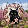 Cat Among Flowers Stained Glass Style Suncatcher, Window Decor, Home Decoration, Gift For Cat Lovers And Garden Enthusiasts - Style 8