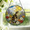 Cat Stained Glass Suncatcher Calico Cat Window Hanging Cat Sun Catcher Cat With Wildflowers Glass Art Gift For Cat Lovers - Style 10