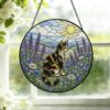 Cat Stained Glass Suncatcher Calico Cat Window Hanging Cat Sun Catcher Cat With Wildflowers Glass Art Gift For Cat Lovers - Style 3