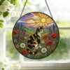 Cat Stained Glass Suncatcher Calico Cat Window Hanging Cat Sun Catcher Cat With Wildflowers Glass Art Gift For Cat Lovers - Style 5