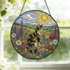 Cat Stained Glass Suncatcher Calico Cat Window Hanging Cat Sun Catcher Cat With Wildflowers Glass Art Gift For Cat Lovers - Style 9