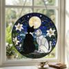 Custom Black White Cat Garden Stained Glass Suncatcher Window Hanging Pet Memorial Gift, Mom Grandma Gift For Her Friends - Style 4